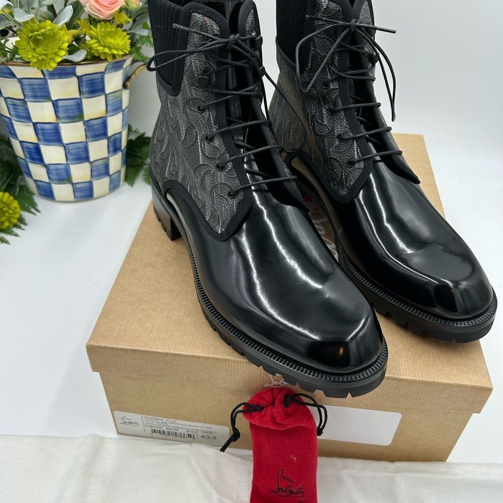 Men's Christian Louboutin Trapman leather boots size 43.5 made in Italy - Picture 10 of 10